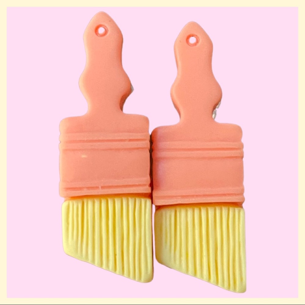 Pastel Paintbrush Stud Earrings - Picture 2 of 4